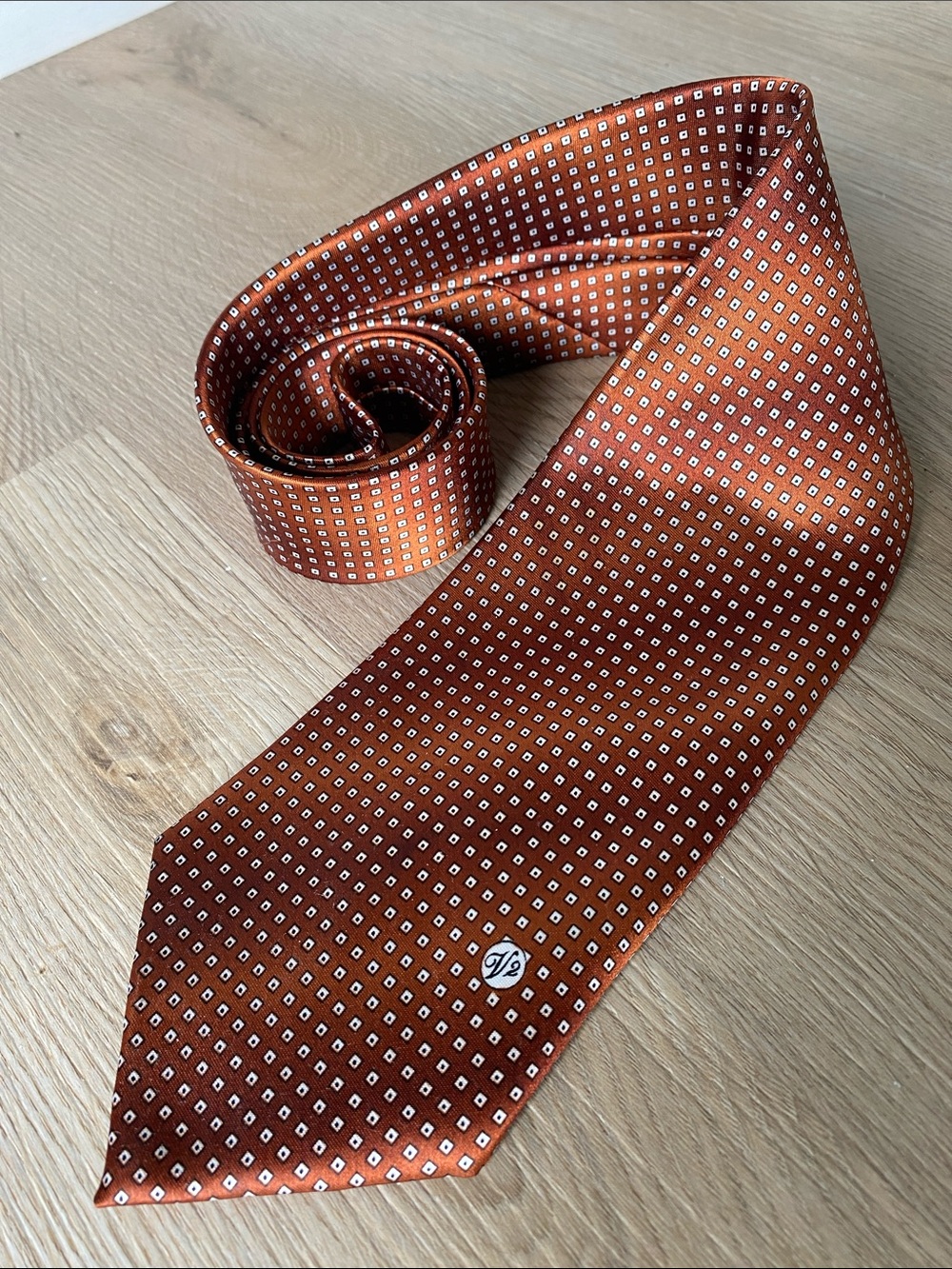 Versace Classic 100% Silk Tie Copper/Orange Luxury Designer Necktie